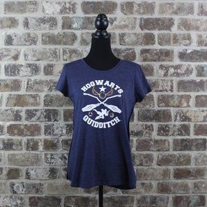 Harry Potter Quidditch Navy Blue Heather Shortsleeve Split-Side Top Girls XL 16